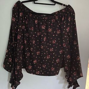 flowered off the shoulder dress shirt